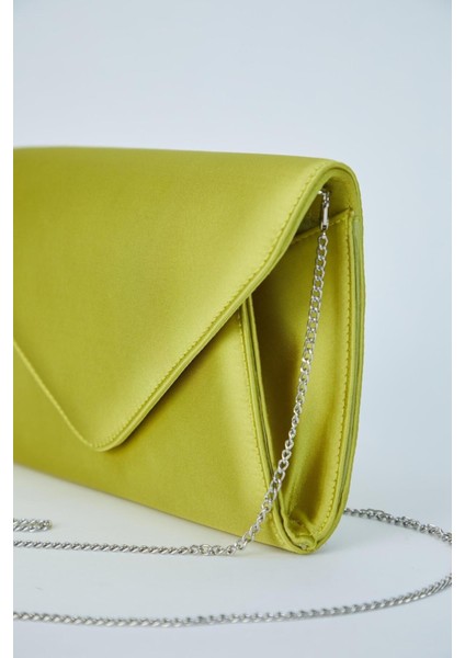 Kadın Yeşil Tek Gözlü Astarlı Saten Zarf Tasarımlı El Çantası Abiye Çanta Clutch Portföy indirimleri