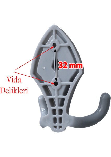 Askı Askılık Sert Plastik Gri Vestiyer Duvar Askısı Dolap Elbise Askılığı