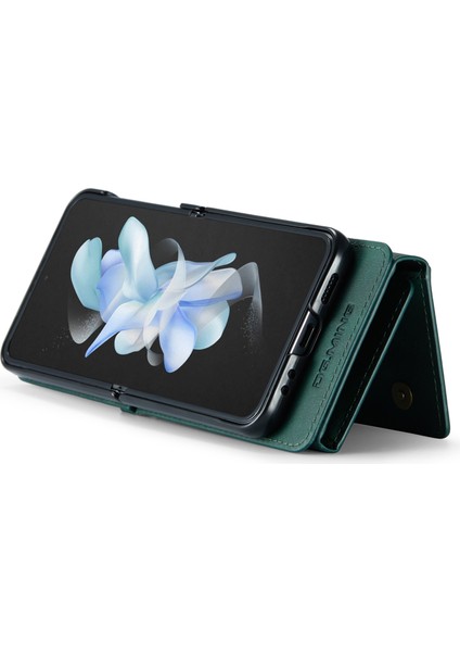 Dg.mıng Samsung Galaxy Z Flip3 5g Kılıf Rfıd Engelleme Kart Yuvaları Deri + Pc Telefon Kapağı-Yeşil (Yurt Dışından)