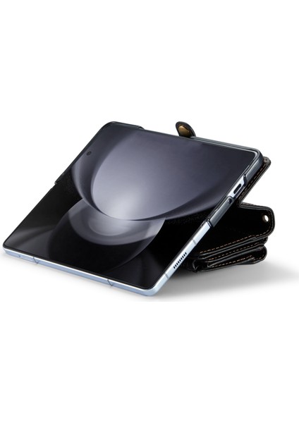 Caseme Samsung Galaxy Z Fold5 5g Kılıf Fermuarlı Deri Telefon Çantası Kalem Tutucu-Siyah (Yurt Dışından)