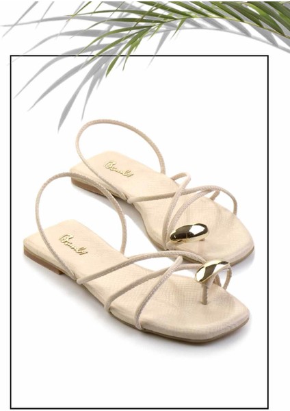 Bej Yılan Kadın Sandalet K05137031507