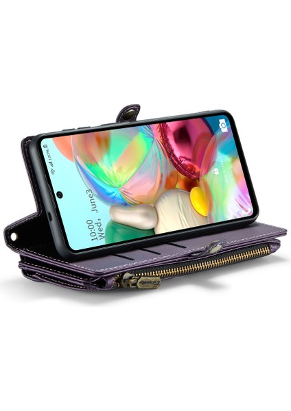 Caseme Samsung Galaxy A71 4g SM-A715 Kılıf Pu Deri Cüzdan Telefon Kılıfı Askılı-Mor (Yurt Dışından)