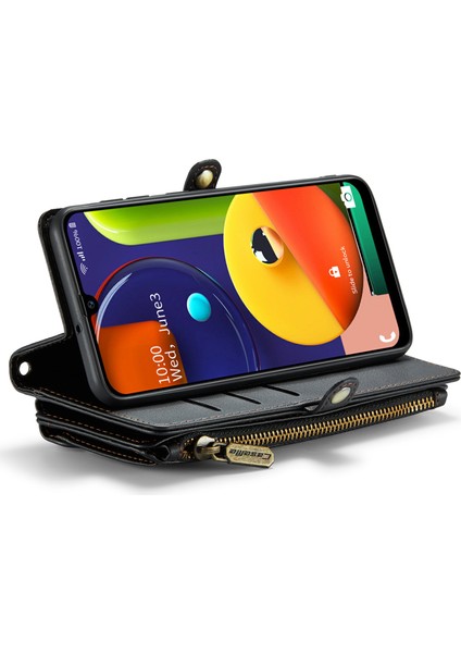 Caseme Samsung Galaxy A30S Kılıf Fermuarlı Cüzdan Deri Askılı Telefon Kılıfı-Siyah (Yurt Dışından)