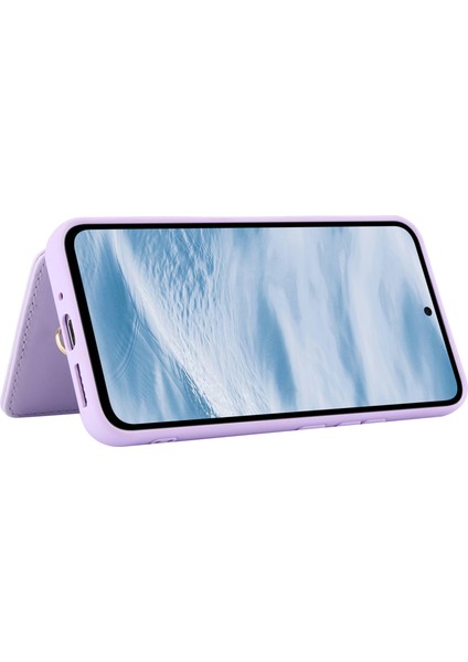 Samsung Galaxy A15 4g/5g Kılıf Kart Yuvalı Deri+Tpu Telefon Kılıfı 2 Askılı-Mor (Yurt Dışından)