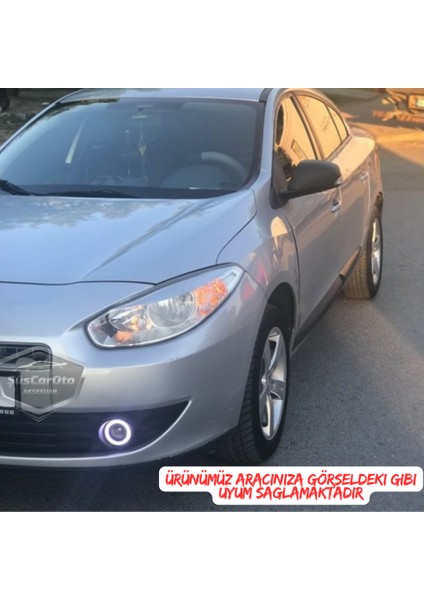 Renault Fluence 2009-2016 Uyumlu Üniversal Mercekli Angel Sis Farı Metal Su Geçirmez 76 mm Buz Mavi Halkalı Gündüz Farı Angel Eyes 2 Adet modelleri