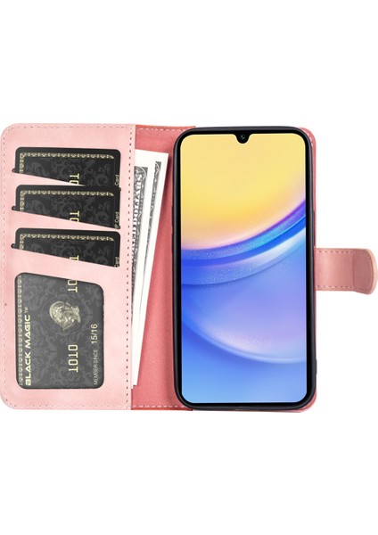 Samsung Galaxy M15 5g Kılıf Çift Renk Ekleme Telefon Deri Kılıf-Pembe (Yurt Dışından)
