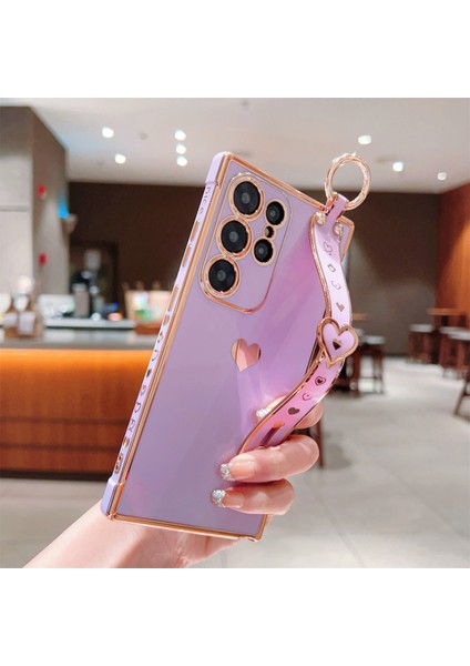 Samsung Galaxy S22 Ultra 5g Kılıf Aşk Kalp Desenli Tpu Telefon Kapak Bileklik Parmak Tutucu-Mor (Yurt Dışından) indirimleri