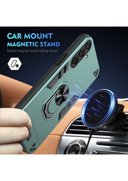 Samsung Galaxy M15 5g Kılıf Pc+Tpu Halkalı Telefon Kılıfı Kickstand-Yeşil (Yurt Dışından)