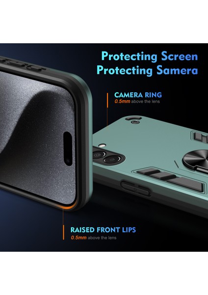Samsung Galaxy M15 5g Kılıf Pc+Tpu Halkalı Telefon Kılıfı Kickstand-Yeşil (Yurt Dışından)