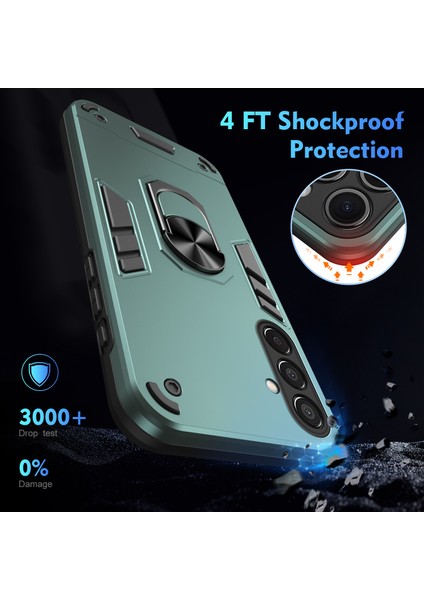 Samsung Galaxy M15 5g Kılıf Pc+Tpu Halkalı Telefon Kılıfı Kickstand-Yeşil (Yurt Dışından)