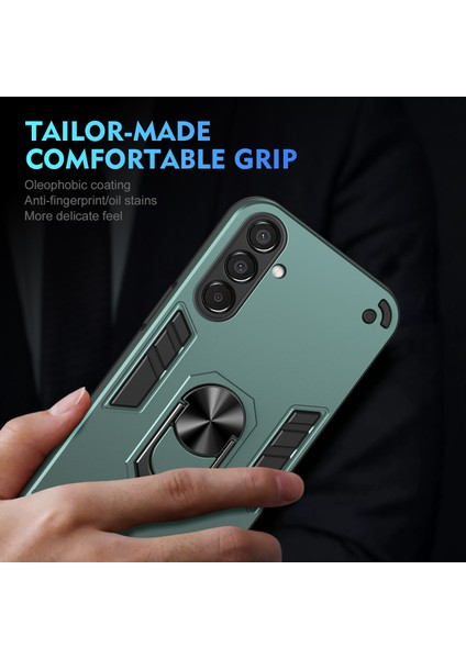 Samsung Galaxy M15 5g Kılıf Pc+Tpu Halkalı Telefon Kılıfı Kickstand-Yeşil (Yurt Dışından)