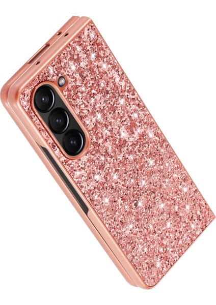 Samsung Galaxy Z Fold6 5g Telefon Kılıfı Için Glitter Elektroliz Tpu Çerçeve Pc Arka Kapak-Altın (Yurt Dışından)