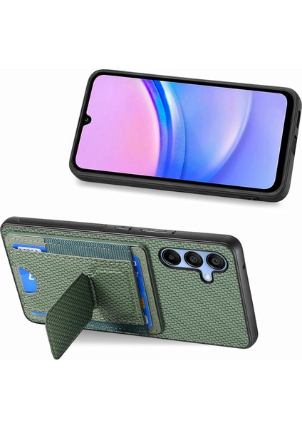 Samsung Galaxy A15 5g Kılıf Kartlıklı Deri+Tpu Kickstand Telefon Kapağı-Yeşil (Yurt Dışından)