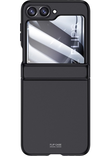 Samsung Galaxy Z Flip6 5g Kılıf Menteşe Koruma Pc Telefon Kapağı Temperli Cam Arka Ekran Filmi-Siyah (Yurt Dışından)