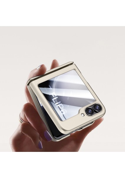 Samsung Galaxy Z Flip6 5g Kılıf Menteşe Koruma Pc Telefon Kapağı Temperli Cam Arka Ekran Filmi-Siyah (Yurt Dışından)