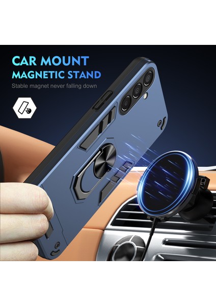Samsung Galaxy M15 5g Kılıf Pc+Tpu Telefon Kılıfı, Halkalı Kickstand-Mavi (Yurt Dışından)