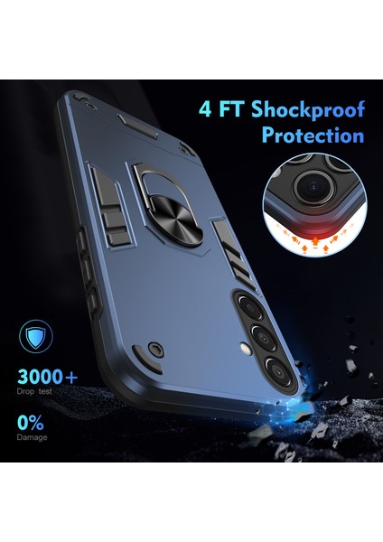 Samsung Galaxy M15 5g Kılıf Pc+Tpu Telefon Kılıfı, Halkalı Kickstand-Mavi (Yurt Dışından)