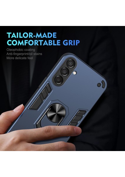 Samsung Galaxy M15 5g Kılıf Pc+Tpu Telefon Kılıfı, Halkalı Kickstand-Mavi (Yurt Dışından)