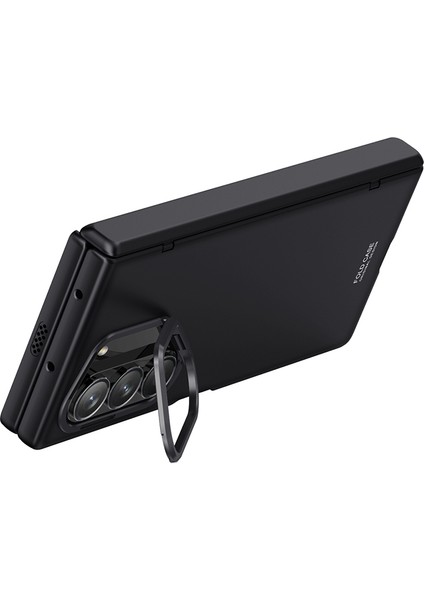 Samsung Galaxy Z Fold6 5g Kılıf Kickstand Sert Pc Telefon Kapağı Hd Temperli Cam Film-Siyah (Yurt Dışından)