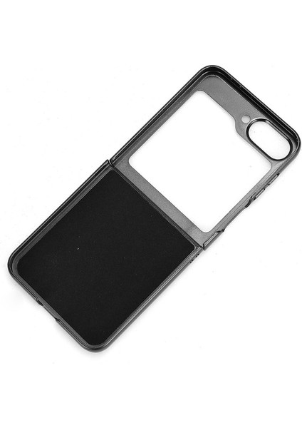 Samsung Galaxy Z Flip6 5g Kılıf Dikiş Çizgileri Sığır Derisi Doku Deri Arka Telefon Kapağı-Siyah (Yurt Dışından)