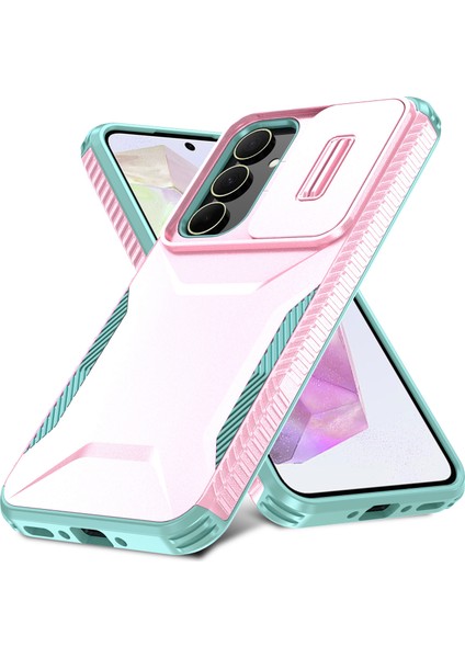 Samsung Galaxy A35 5g Kılıf Düşmeye Tpu+Pc Telefon Kılıfı, Kamera Kapaklı-Pembe/gri Yeşil (Yurt Dışından) fiyatları