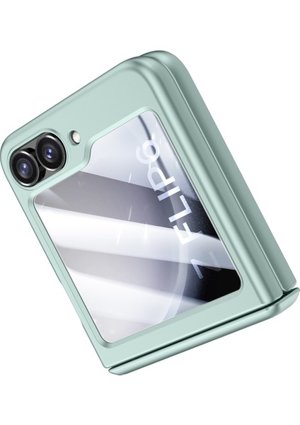 Samsung Galaxy Z Flip6 5g Kılıf Menteşe Koruma Pc Telefon Kapağı Temperli Cam Arka Ekran Filmi-Mavi (Yurt Dışından)