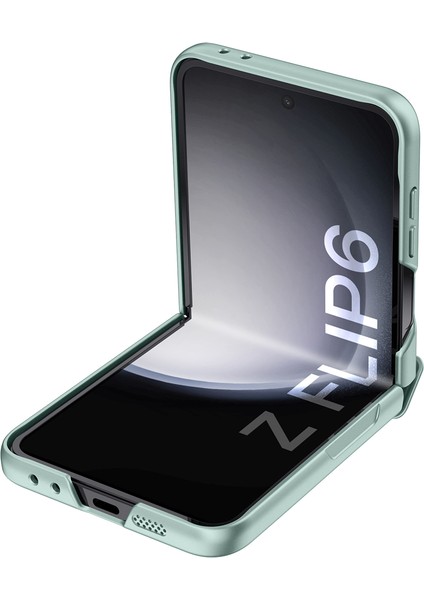 Samsung Galaxy Z Flip6 5g Kılıf Menteşe Koruma Pc Telefon Kapağı Temperli Cam Arka Ekran Filmi-Mavi (Yurt Dışından)