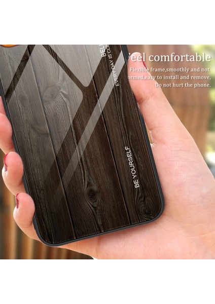 Samsung Galaxy S24 Fe Kılıf Tpu Çerçeve Temperli Cam Arka Telefon Kapağı Ahşap Doku-Kahverengi (Yurt Dışından) indirimleri