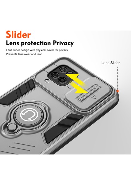 Samsung Galaxy A12 Kılıf Slide Camshield Kickstand Pc+Tpu Telefon Kapağı-Gri (Yurt Dışından) modelleri