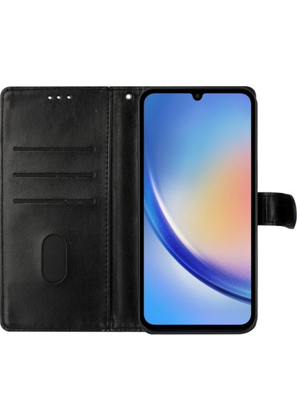 Samsung Galaxy A24 4g (162.1 x 77.6 x 8.3mm) Telefon Kılıfı Baskılı Deri Cüzdan Kapağı-Siyah (Yurt Dışından)