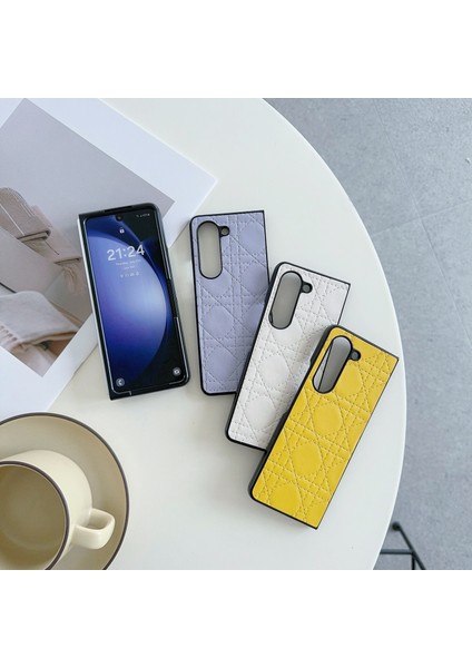 Samsung Galaxy Z Fold5 5g Kılıf Dikişli Deri Kaplamalı Pc Telefon Kapağı Iki Parçalı Tasarım-Mor (Yurt Dışından) modelleri