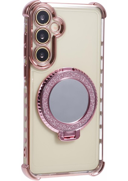 Samsung Galaxy S24+YAN Kalp Desenli Kılıf Aynalı Kickstand Tpu Telefon Kılıfı-Pembe (Yurt Dışından) modelleri