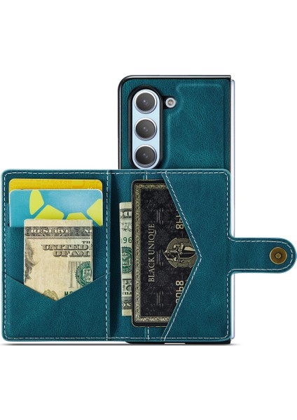 Jeehood Samsung Galaxy Z Fold5 5g Kılıf Kart Çantası Deri + Pc Katlanır Telefon Kapağı-Mavi (Yurt Dışından) modelleri