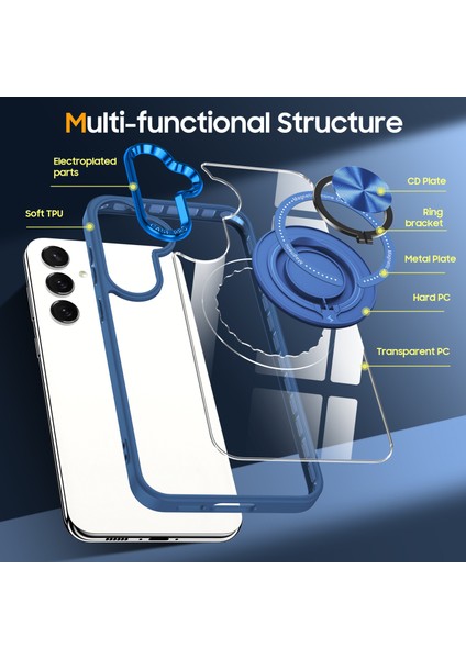 Samsung Galaxy S23 Fe Kılıf Manyetik Halka Tutucu Kickstand Pc+Tpu Telefon Kapağı-Mavi (Yurt Dışından)