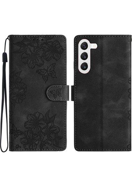Samsung Galaxy S23+CEP Telefonu Kılıfı Pu Deri Baskılı Desenli Cüzdan Telefon Kapağı-Siyah (Yurt Dışından)