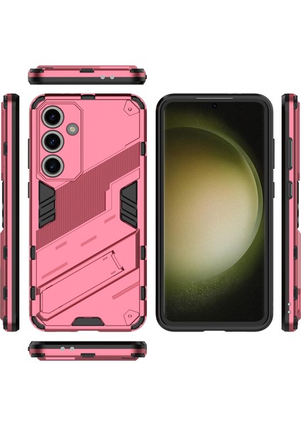Samsung Galaxy S24 Fe Kılıf Kickstand Hibrit Sert Pc Yumuşak Tpu Telefon Kapağı-Gül (Yurt Dışından)