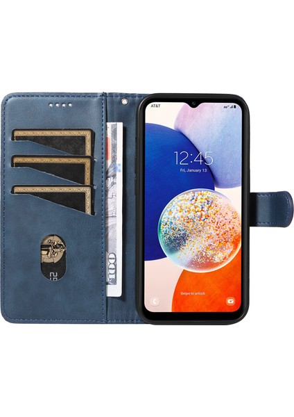 Samsung Galaxy A35 5g Kılıf Deri Cüzdan Darbeye Dayanıklı Telefon Kapağı-Mavi (Yurt Dışından)
