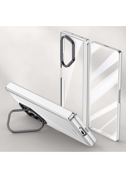 Samsung Galaxy Z Fold6 5g Kickstand Kılıf Pc + Akrilik Şeffaf Telefon Kapağı, Hd Ekran Filmi-Gümüş (Yurt Dışından)