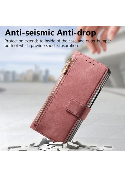 Samsung Galaxy Z Fold6 5g Kılıf Fermuarlı Kese ile Ayrılabilir Pu+Tpu Cüzdan Telefon Kılıfı-Pembe (Yurt Dışından) indirimleri
