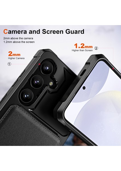 ZM11 Samsung Galaxy S23 Fe Kılıf Kickstand Kartlık Deri+Tpu Telefon Kapağı-Siyah (Yurt Dışından)