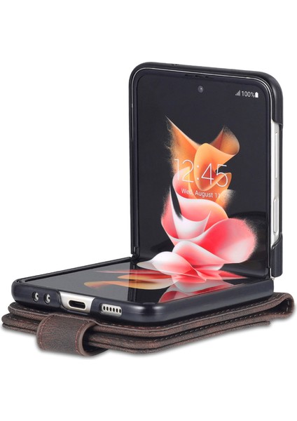Azns Samsung Galaxy Z Flip6 5g Kılıf Kart Yuvaları Pu Deri Katlanır Telefon Kapağı-Kahverengi (Yurt Dışından) fiyatları
