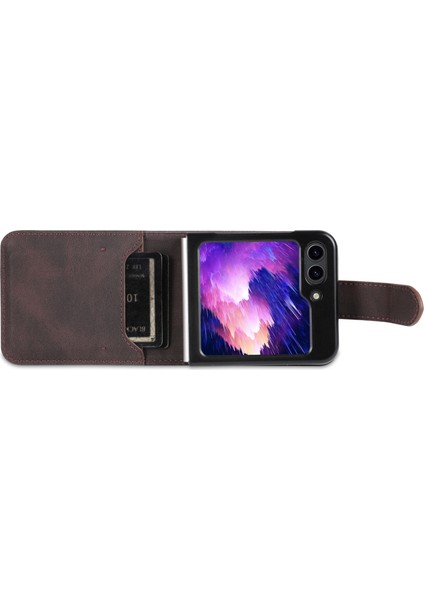 Azns Samsung Galaxy Z Flip6 5g Kılıf Kart Yuvaları Pu Deri Katlanır Telefon Kapağı-Kahverengi (Yurt Dışından) fırsatları