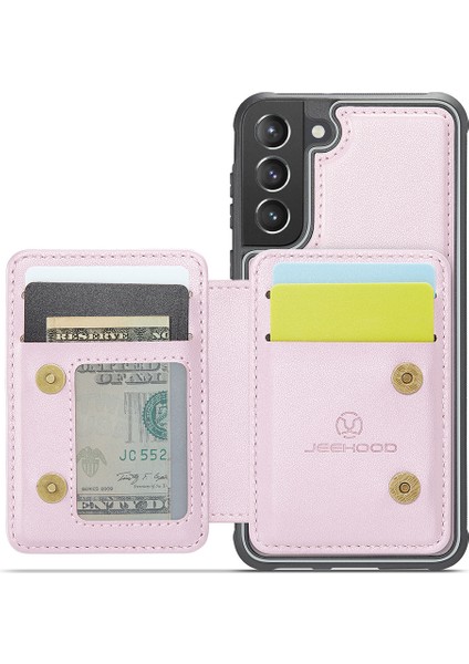 Jeehood Samsung Galaxy S21 5G/S21 4g Manyetik Kılıf Kickstand Pu+Tpu Telefon Kapağı Kart Çantası Ile-Pembe (Yurt Dışından) modelleri