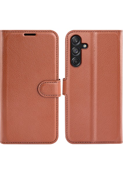 Samsung Galaxy M55 5g Kılıf Litchi Doku Kart Yuvası Deri Telefon Kılıfı Cüzdan-Kahverengi (Yurt Dışından)