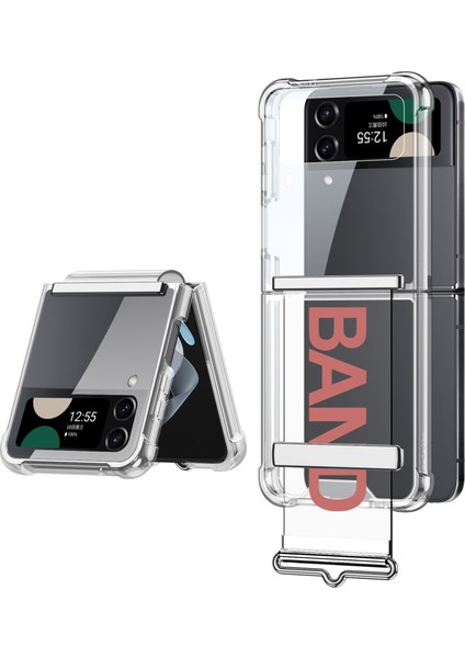 Samsung Galaxy Z Flip4 5g Kılıf Askısı Kickstand Yumuşak Tpu Telefon Kapağı-Şeffaf Pembe (Yurt Dışından)