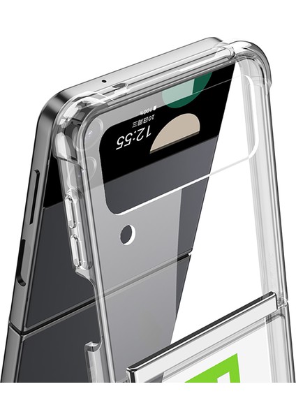 Samsung Galaxy Z Flip4 5g Kılıf Askısı Kickstand Yumuşak Tpu Telefon Kapağı-Şeffaf Pembe (Yurt Dışından)