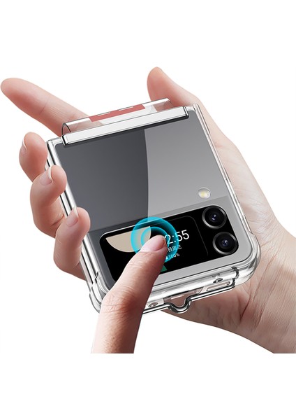Samsung Galaxy Z Flip4 5g Kılıf Askısı Kickstand Yumuşak Tpu Telefon Kapağı-Şeffaf Pembe (Yurt Dışından)