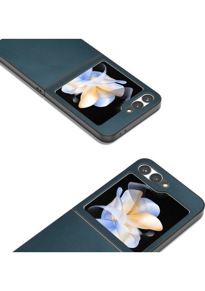 Abeel Samsung Galaxy Z Flip6 5g Kılıf Hakiki Inek Deri Kaplamalı Pc Katlanır Telefon Kapağı-Yeşil (Yurt Dışından)