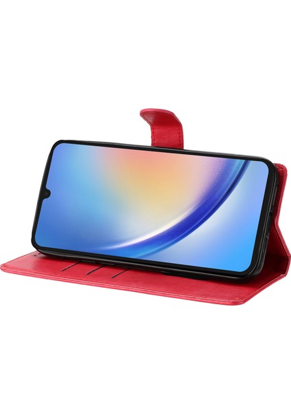Samsung Galaxy S23+ Deri Kılıf Çiçek Baskılı Cüzdan Telefon Kapağı-Kırmızı (Yurt Dışından)