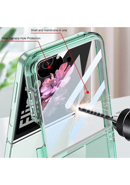 Samsung Galaxy Z Flip6 5g Kılıf Pc Telefon Kapağı Temperli Cam Arka Ekran Filmi-Şeffaf (Yurt Dışından)